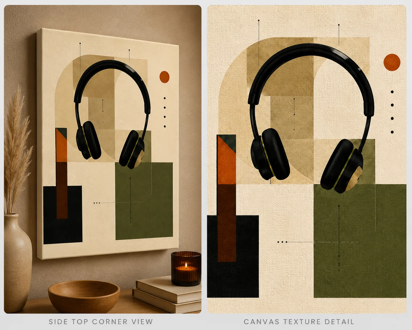 Bauhaus Abstract Headphones Music Canvas Print - Mid-Century Modern Audio Wall Art - Image 3