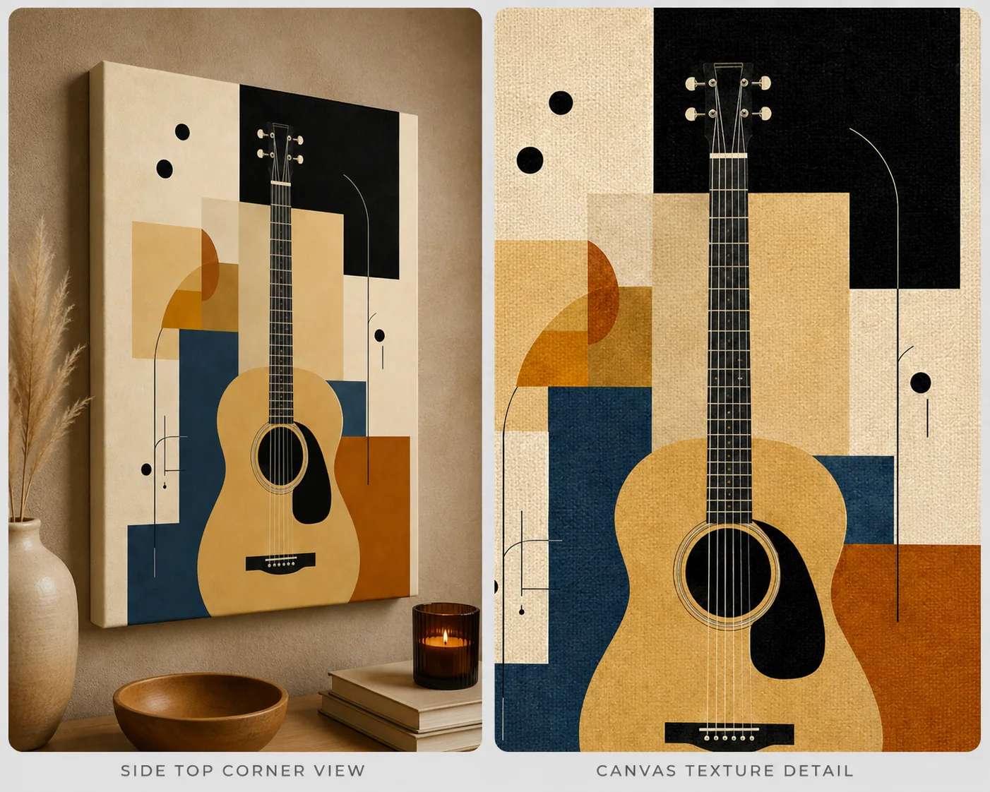 Bauhaus Abstract Acoustic Guitar Canvas Print -Mid-Century Modern Musical Wall Art - Image 3
