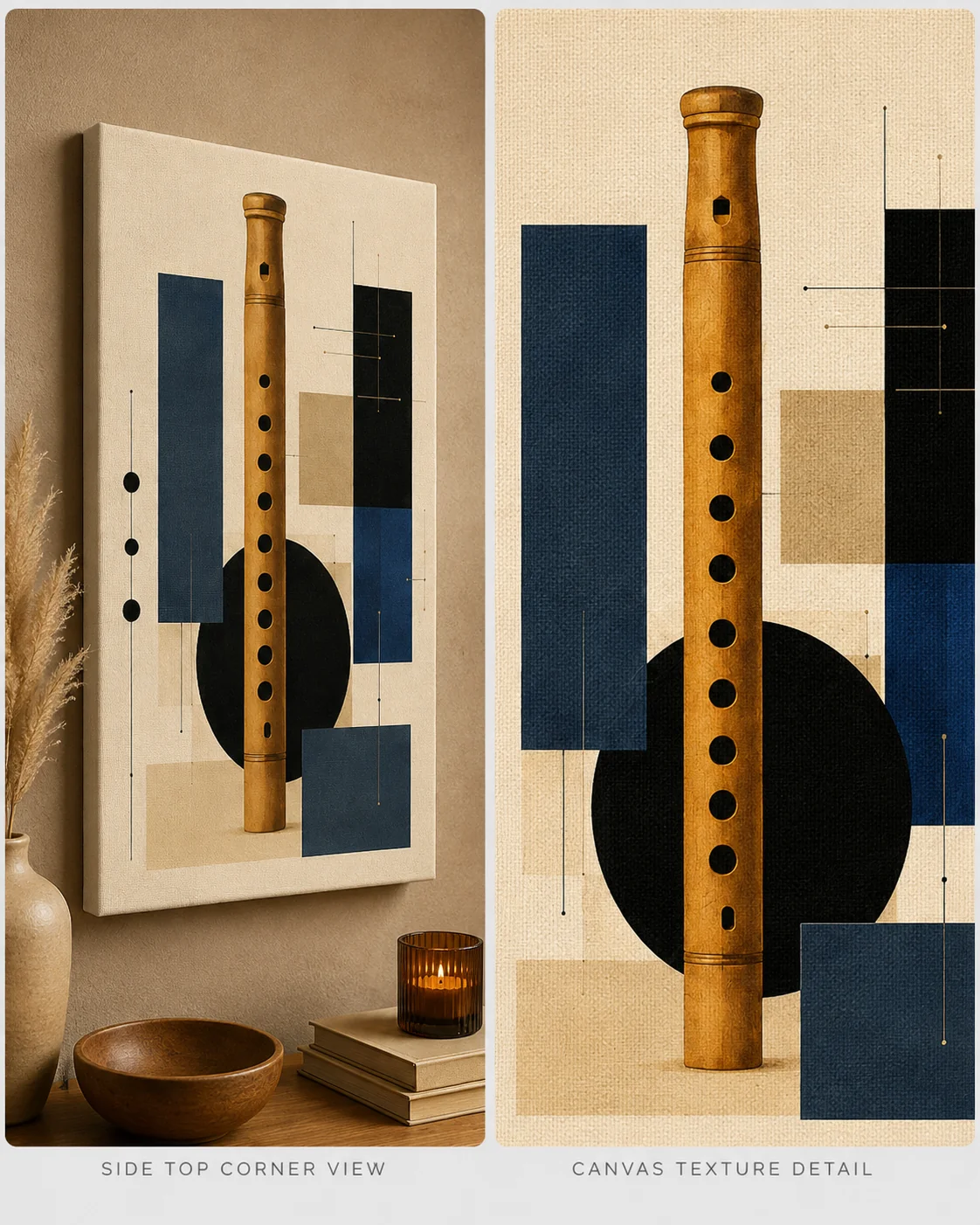 Bauhaus Abstract Flute Musical Instrument Canvas Print - Mid-Century Modern Minimalist Wall Art - Image 3