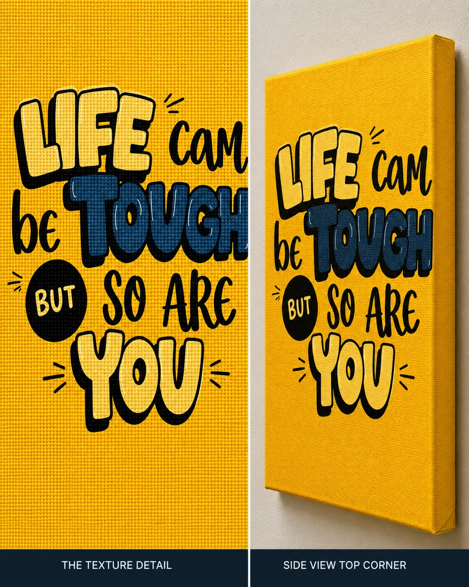 Playful Motivational Typography Canvas Print – "Life Can Be Tough But So Are You" - Image 4