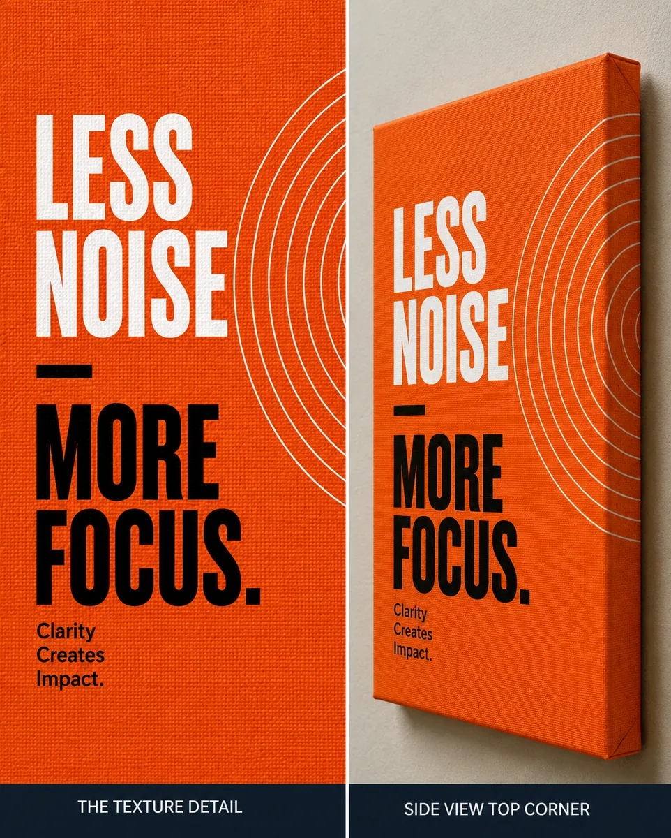 Modern Geometric Typography Canvas Print – "Less Noise, More Focus" - Image 4