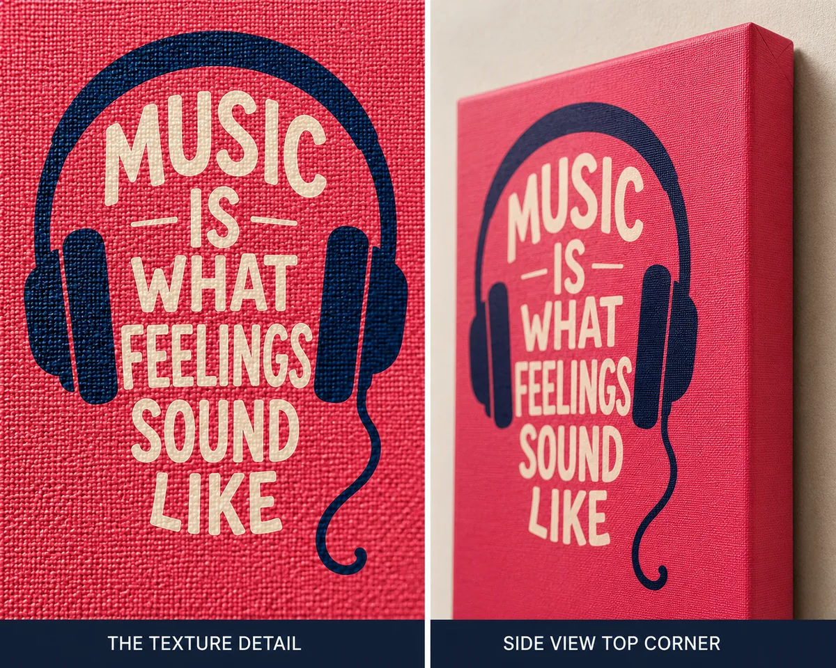 Modern Music Quote Typography Canvas Print – "Music Is What Feelings Sound Like" - Image 4