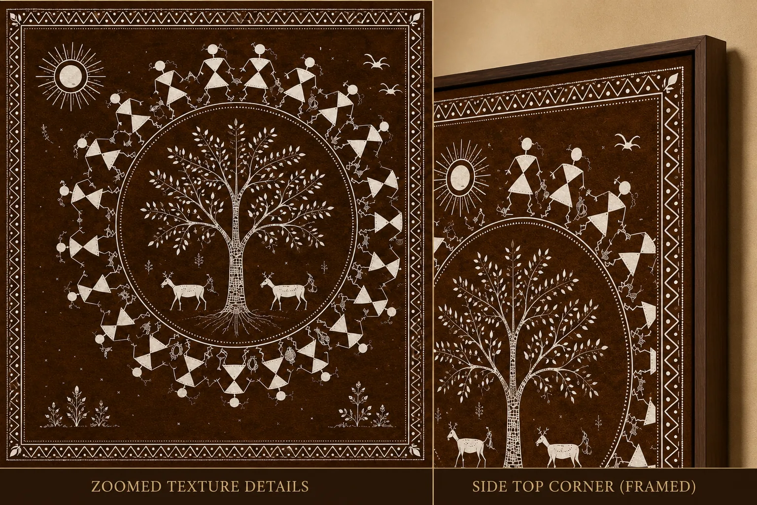 Warli Tree of Life Canvas Print - Traditional Indian Folk Art - Image 4