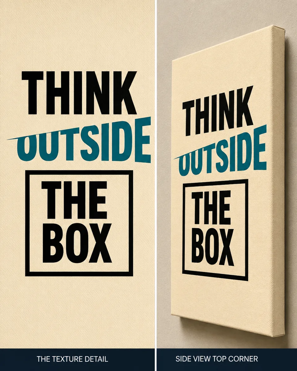 Creative Concept Typography Canvas Print – "Think Outside The Box" - Image 4