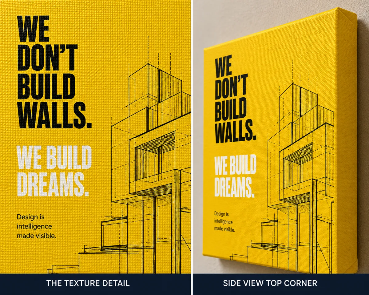 Inspirational Architecture Typography Canvas Print – "We Don't Build Walls, We Build Dreams" - Image 4