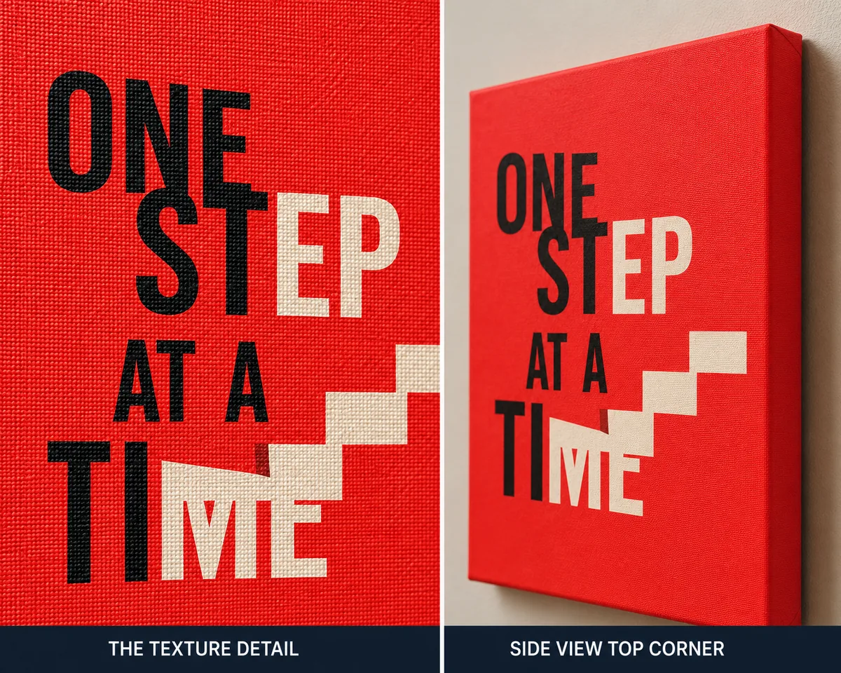 Inspirational Quote Typography Canvas Print – "One Step At A Time" - Image 3