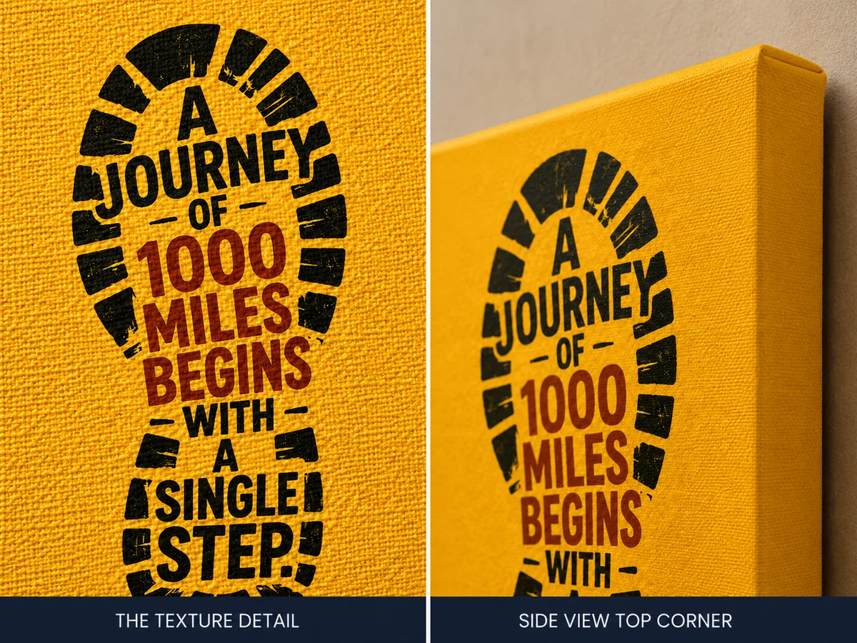 Inspirational Shoe Print Typography Canvas Art – "A Journey Of 1000 Miles" - Image 4