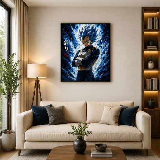 Dragon Ball Vegeta Anime Wall Art – Super Saiyan Blue Cosmos Canvas Print