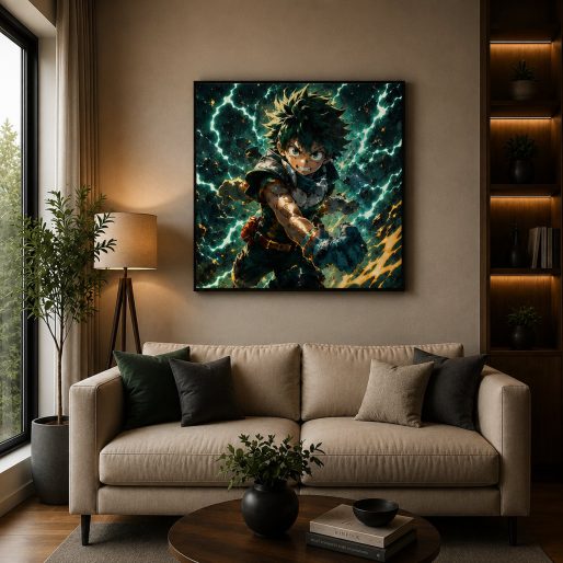 My Hero Academia Deku Wall Art – Izuku Midoriya One For All Lightning Canvas Print