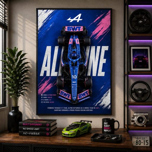 Alpine F1 Team Racing Poster – No. 10 Formula One Car Spec Canvas Print