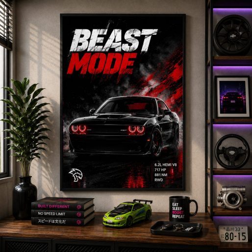 Dodge Challenger SRT Hellcat "Beast Mode" Automotive Wall Art
