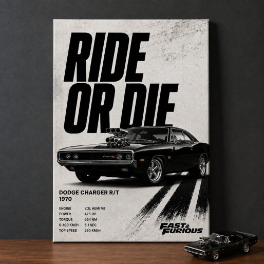 Classic 1970 Dodge Charger R/T Canvas Poster – Ride or Die Fast & Furious Muscle Car Wall Art