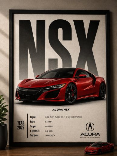 Acura NSX Hybrid Supercar Wall Art – Curva Red JDM Performance Canvas Print