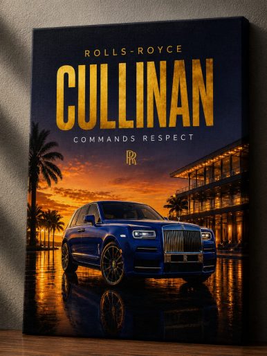 Rolls-Royce Cullinan Canvas Poster – Commands Respect Luxury SUV Golden Hour Sunset Wall Art