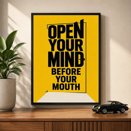 Modern Door Graphic Typography Canvas Print – "Open Your Mind"