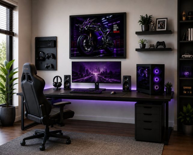 Kawasaki Ninja ZX-10R Motorcycle Wall Art – Cyberpunk Purple Sportbike Canvas Print