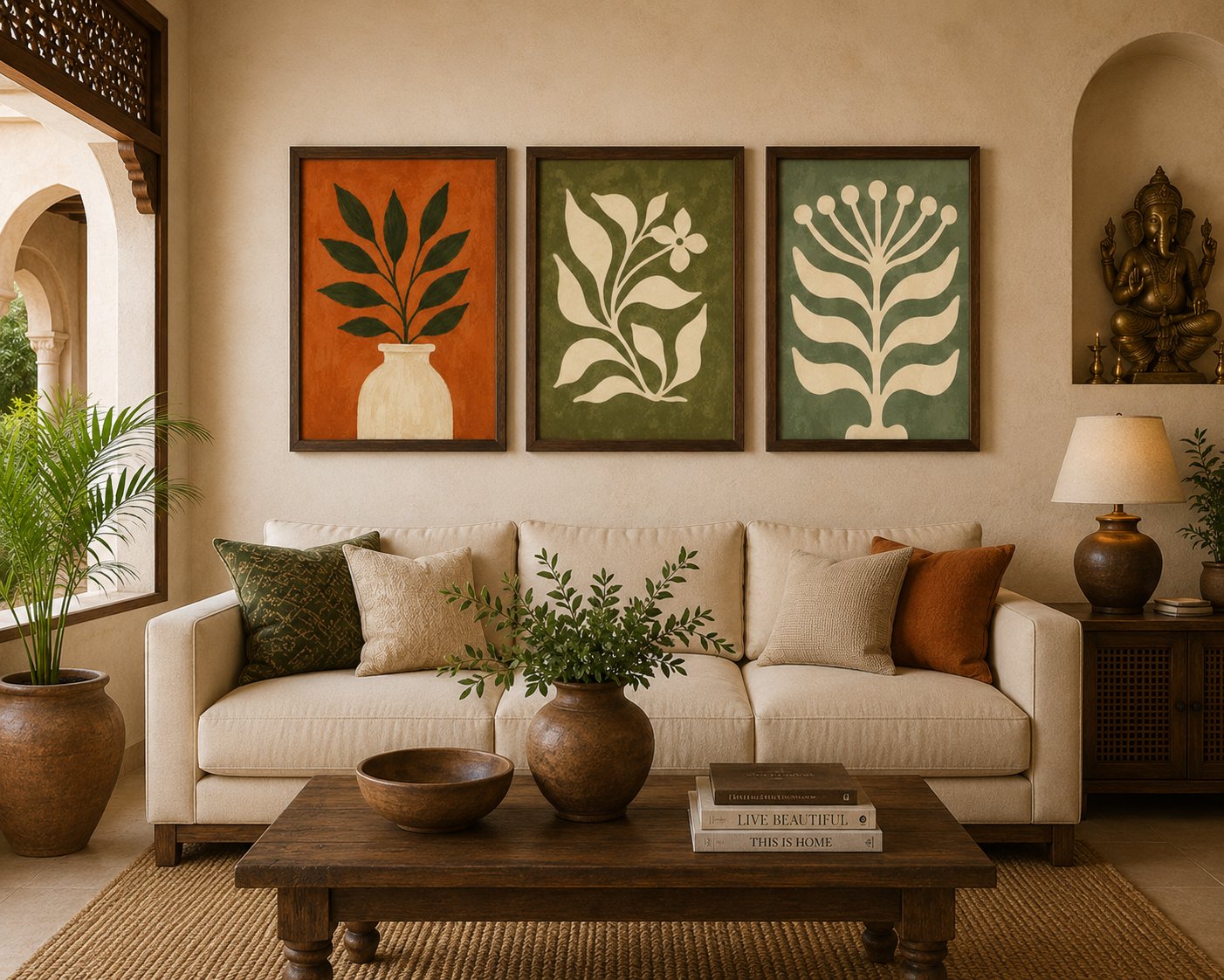 Minimalist Botanical Vases & Blooms Canvas Art – Organic Modern Triptych Print Set - Image 4