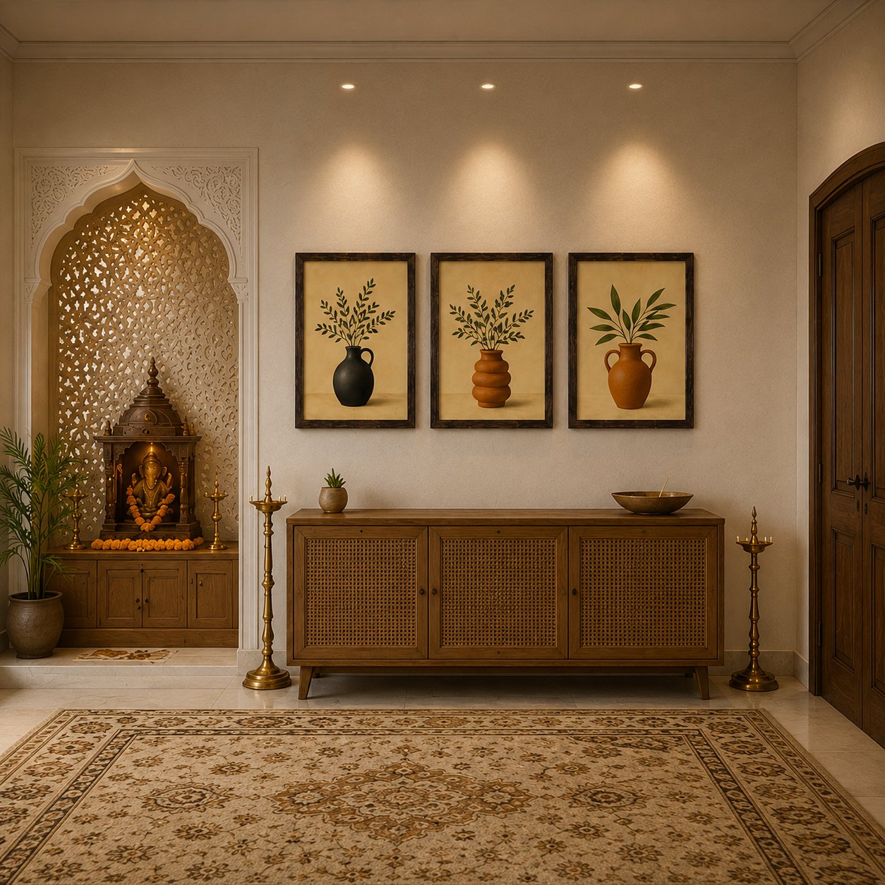 Minimalist Terracotta Pottery & Olive Branch Canvas Art – Organic Modern Triptych Print Set - Image 4