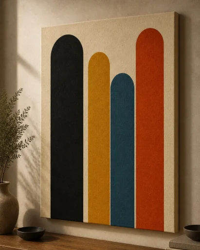 Bauhaus Abstract Geometric Arch Pillars Canvas Print - Mid-Century Modern Color Block Wall Art