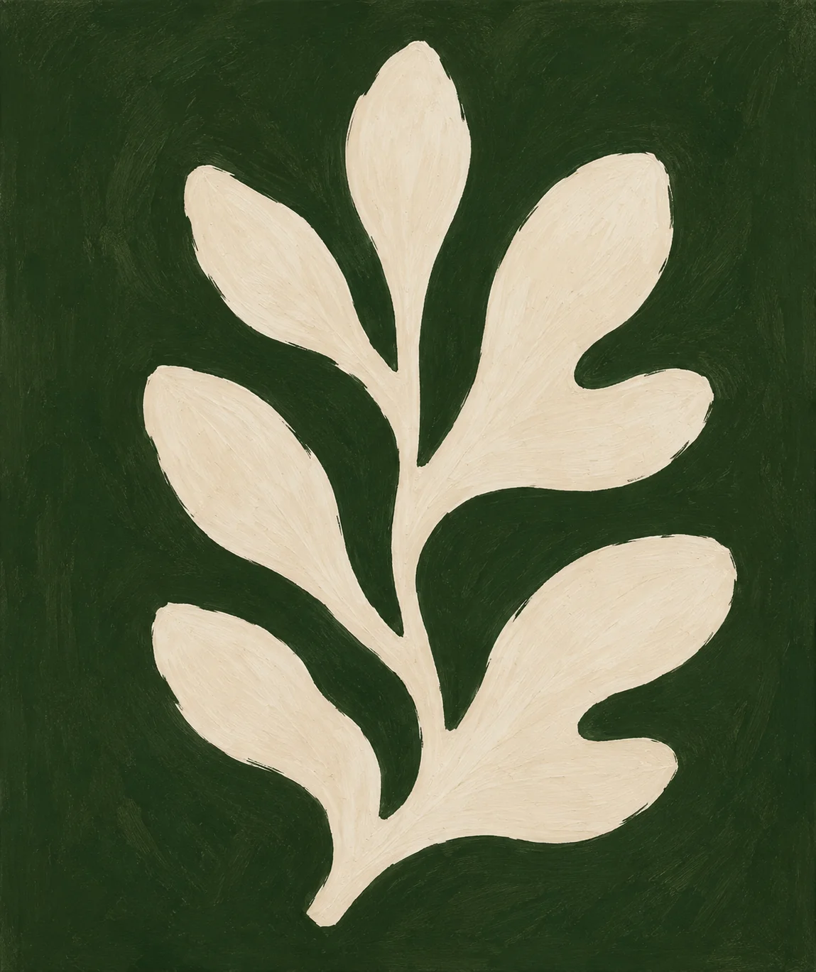Matisse-Style Off-White Leaf Canvas Print - Dark Forest Green Botanical Wall Art - Image 2