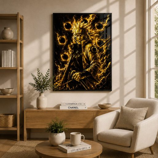 Six Paths Awakening – Golden Sage Energy Anime Wall Art Blockout Print