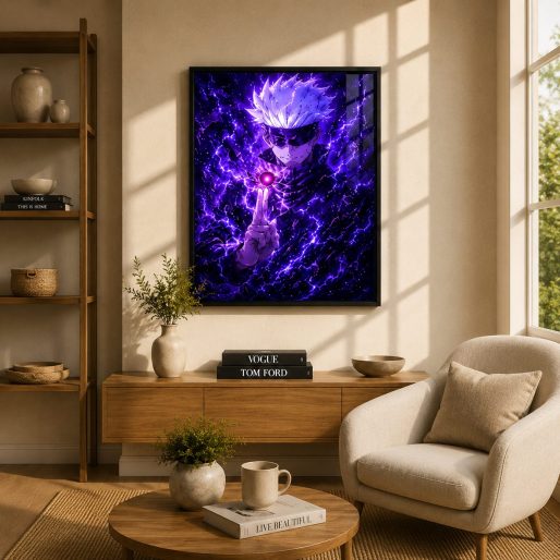 Hollow Purple Void – Neon Jujutsu Sorcerer Unlimited Aura Anime Wall Art Blockout Print