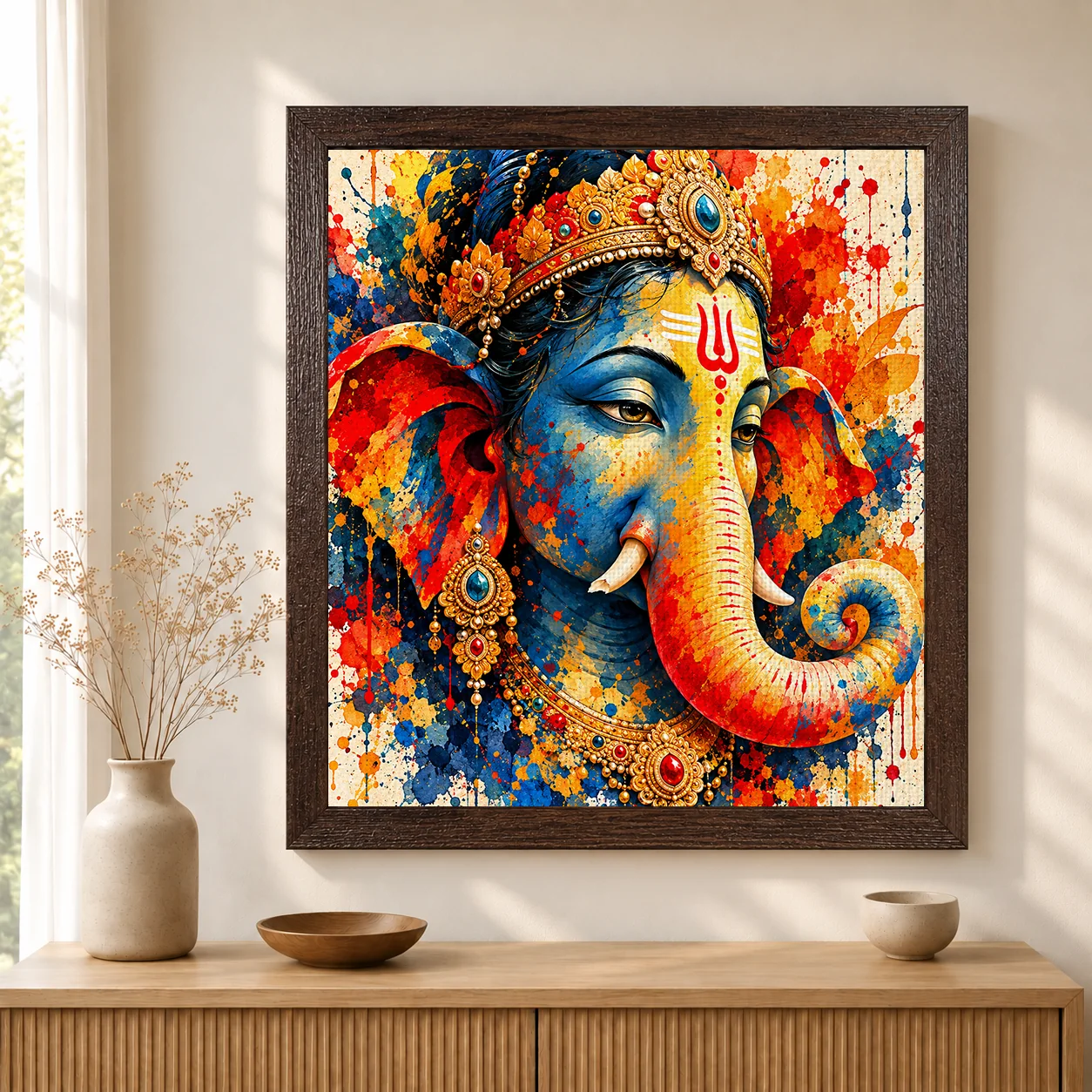 Radiant Blessings – Vibrant Lord Ganesha Spiritual Canvas Print - Image 3