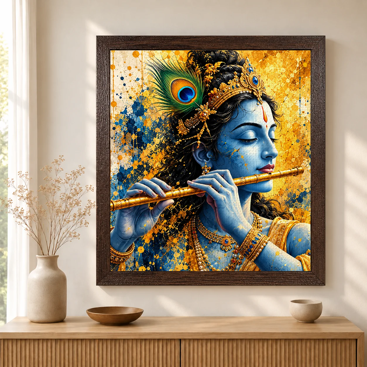 Eternal Melody – Lord Krishna Spiritual Canvas Print - Image 3