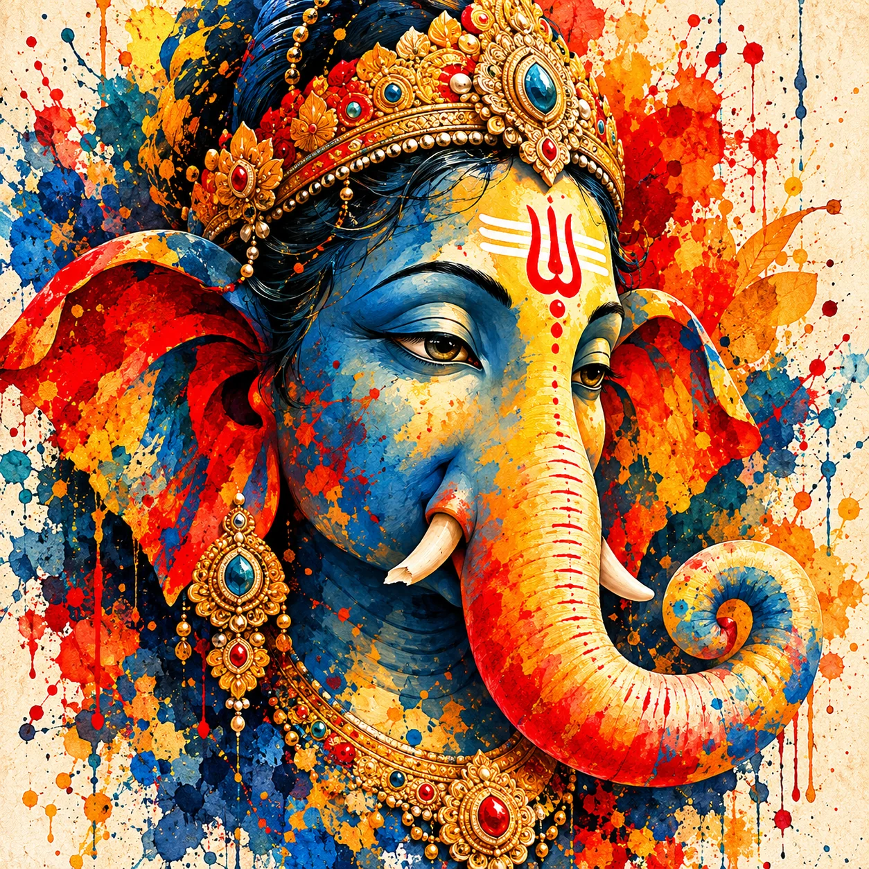 Radiant Blessings – Vibrant Lord Ganesha Spiritual Canvas Print - Image 2