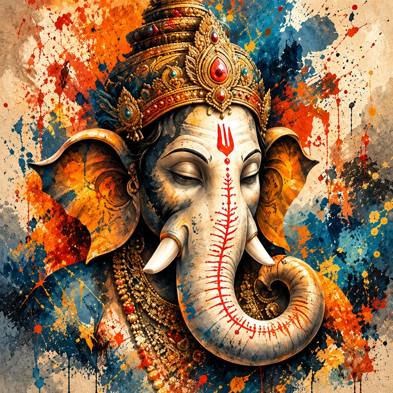 Sacred Wisdom – Lord Ganesha Spiritual Canvas Print - Image 2