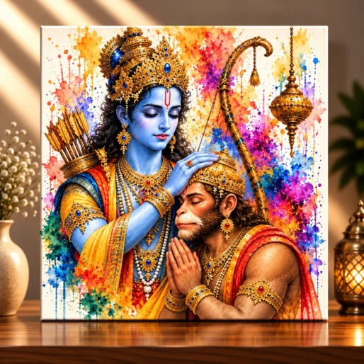 Eternal Bond – Shri Ram & Hanuman Spiritual Canvas Print