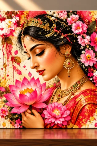 Sacred Lotus – Goddess Radha Spiritual Canvas Print