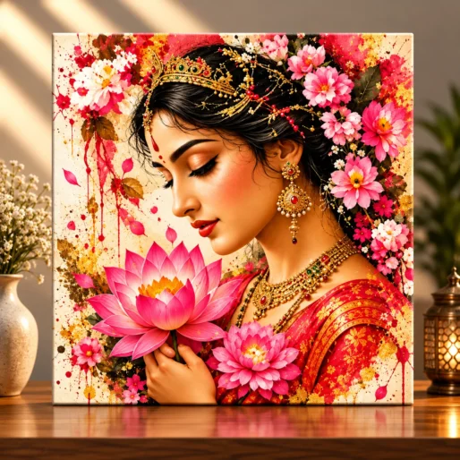 Sacred Lotus – Goddess Radha Spiritual Canvas Print