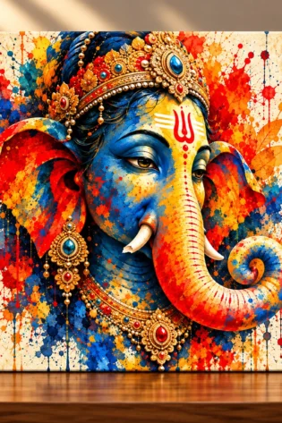 Radiant Blessings – Vibrant Lord Ganesha Spiritual Canvas Print
