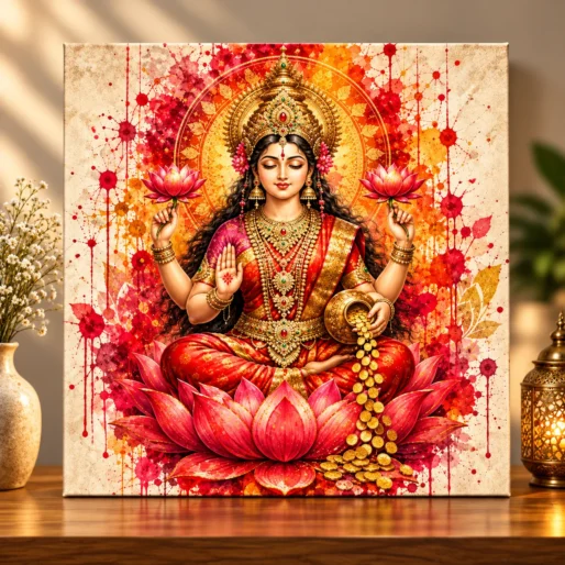 Goddess Lakshmi Canvas Print - Spiritual Wall Art