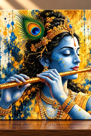 Eternal Melody – Lord Krishna Spiritual Canvas Print