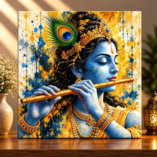Eternal Melody – Lord Krishna Spiritual Canvas Print