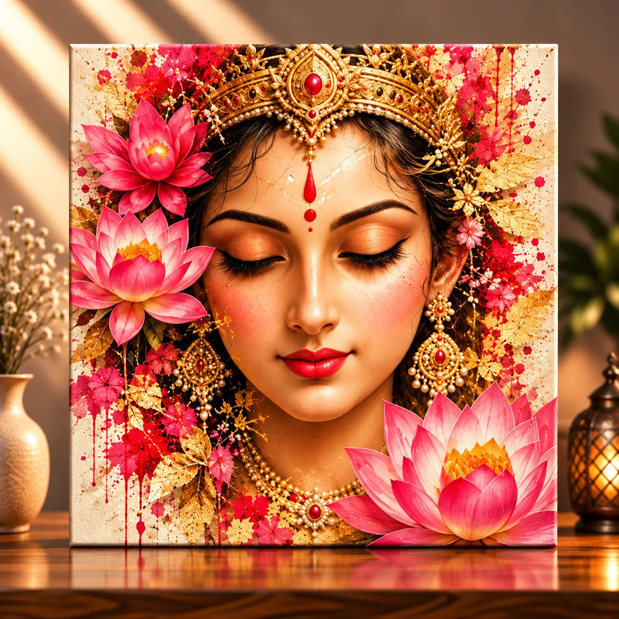 Tranquil Grace – Goddess Radha Close-Up Spiritual Canvas Print