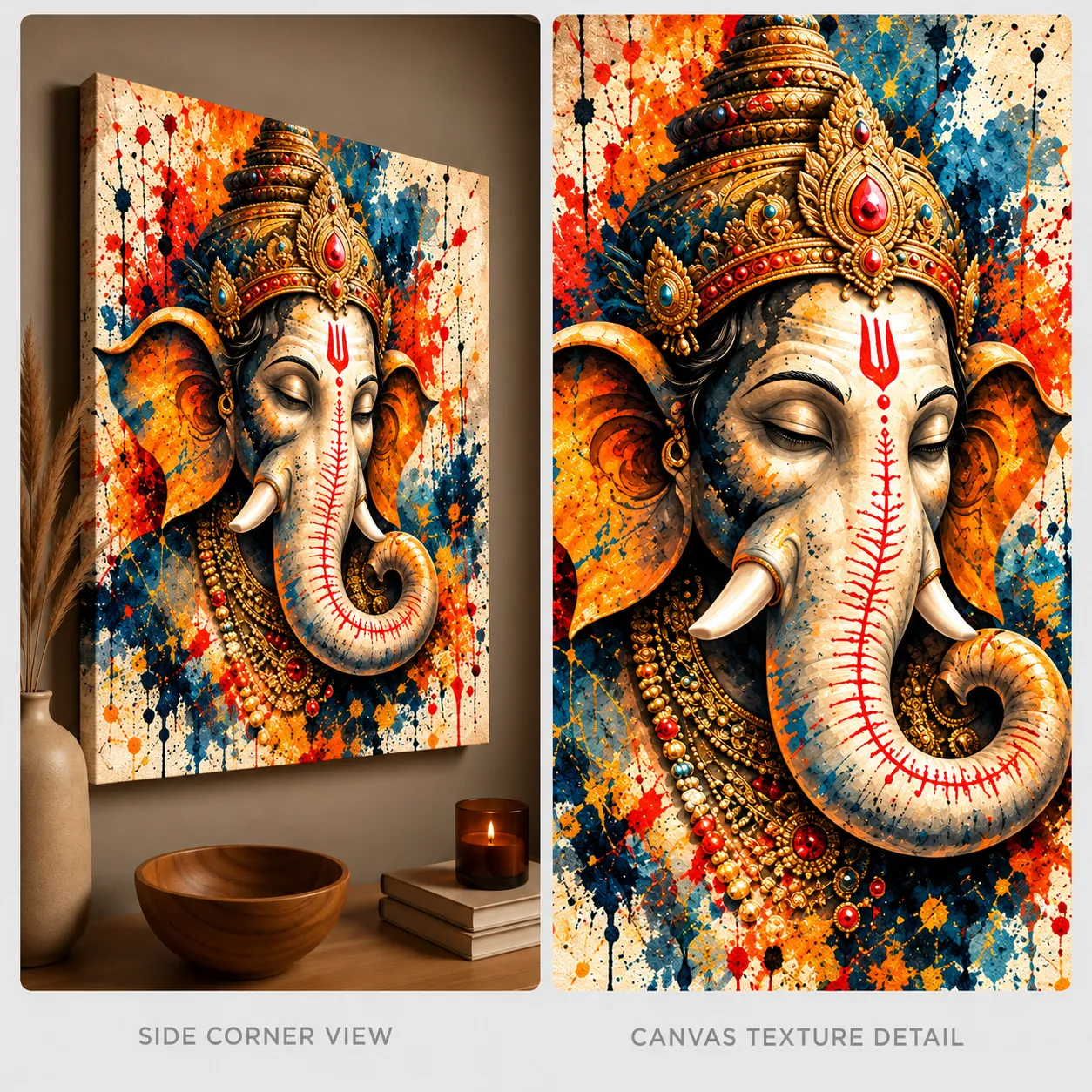 Sacred Wisdom – Lord Ganesha Spiritual Canvas Print - Image 4