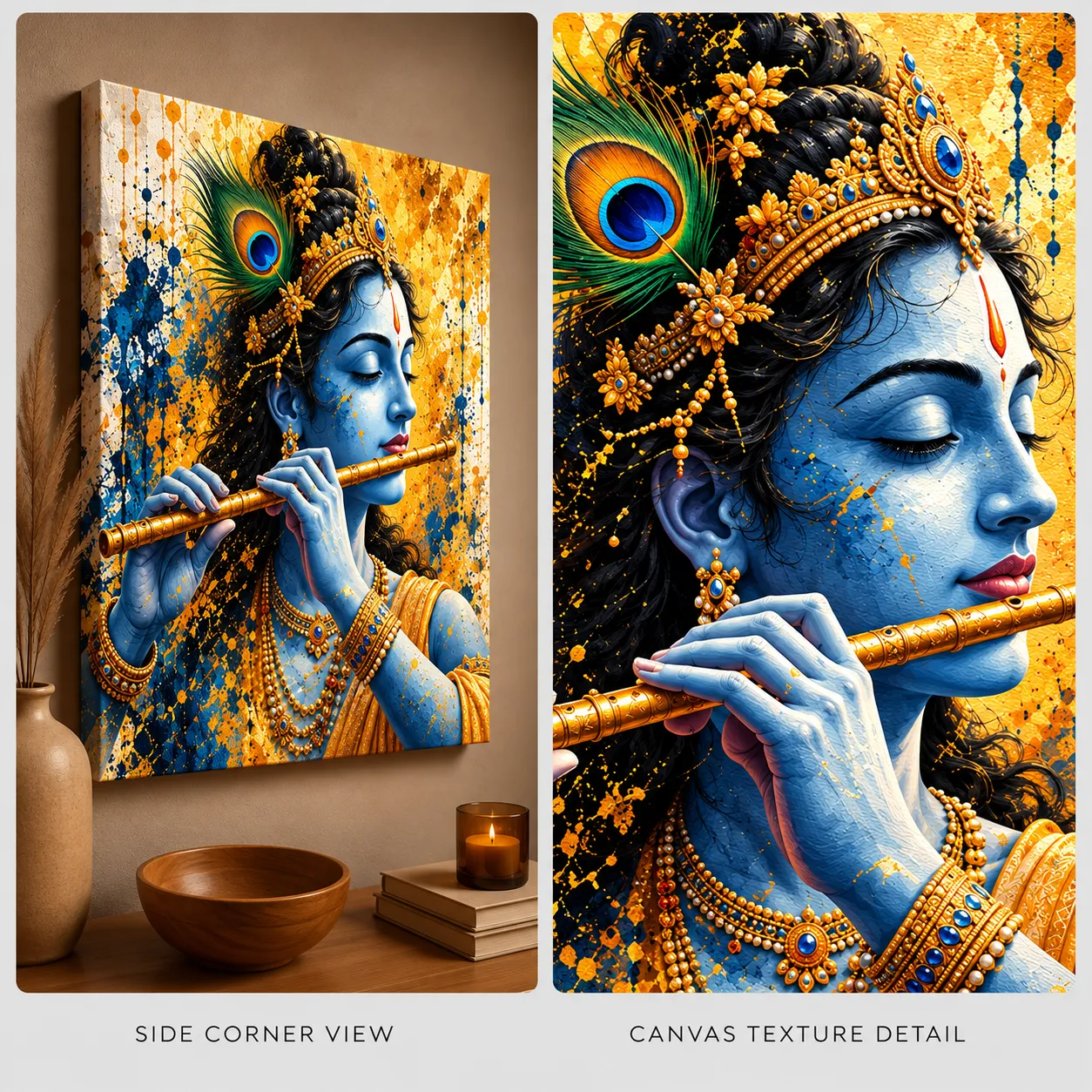 Eternal Melody – Lord Krishna Spiritual Canvas Print - Image 4